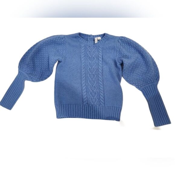 Janie and Jack Other - Janie and Jack blue cable knit balloon sleeves sweater size 7
